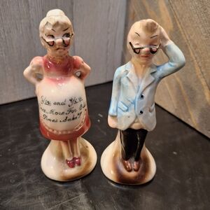 Enesco Salt & Pepper Shakers “ Once More For Old Times Sake “ ~ Vintage Novelty
